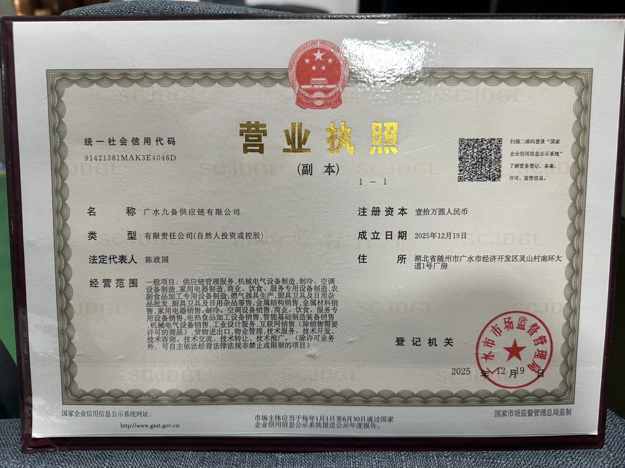 营业执照原件扫描预览